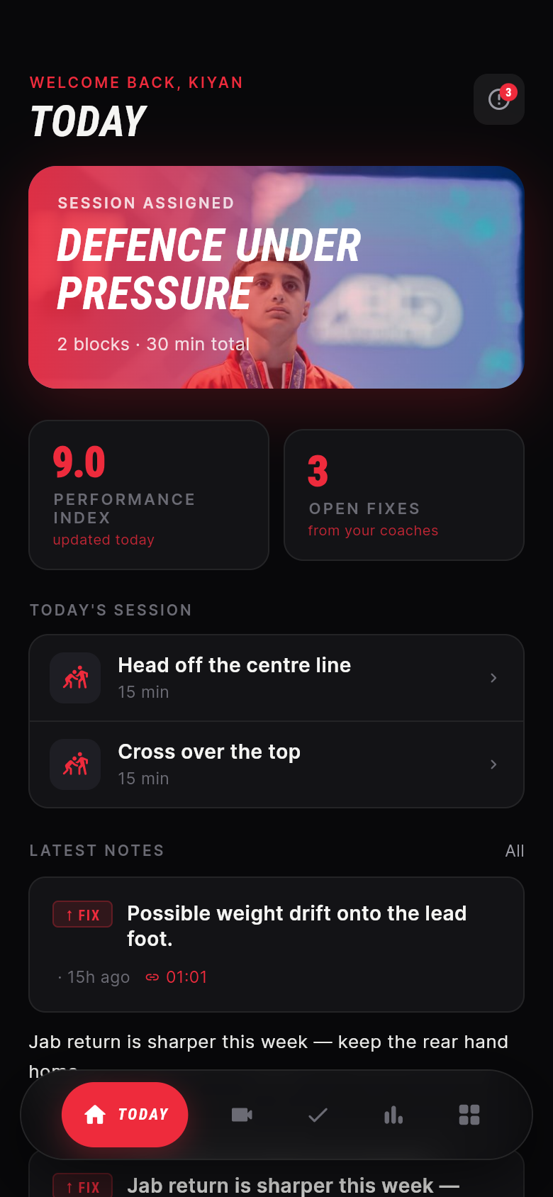 The Today screen
