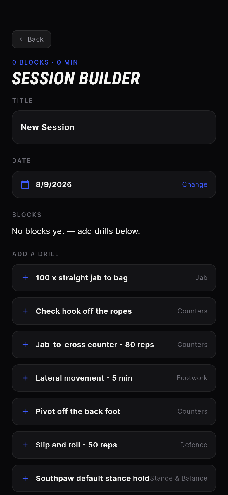 The session builder